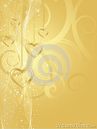 Golden hearts Vector Illustration