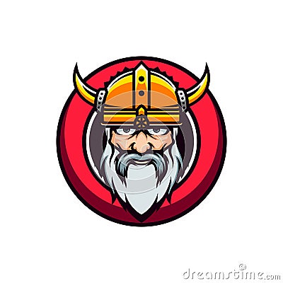 Golden helmet bearded viking avatar portrait vector mascot Vector Illustration