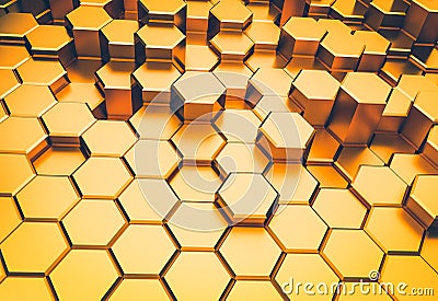 Golden hexagon pattern - honeycomb concept Stock Photo