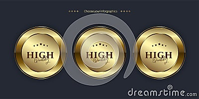 Golden high quality buttons with stars Stock Photo