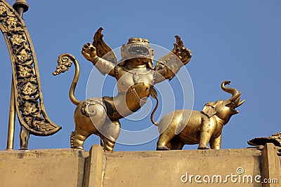 Golden hindu religious statue Stock Photo