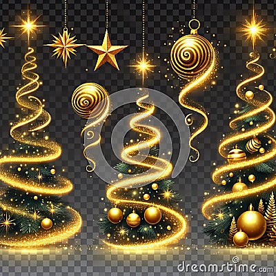 Golden Holiday Spirals Stock Photo