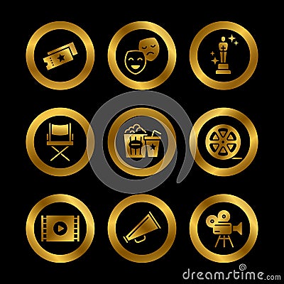 Golden hollywood movie, theater performance Vector Illustration