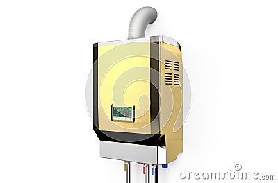 Golden home gas-fired boiler, water heater Stock Photo