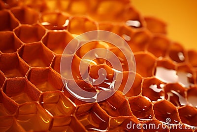 Golden Honey comb. Generate Ai Stock Photo