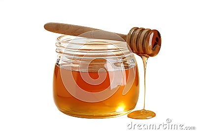 Golden honey isolated on white background Stock Photo