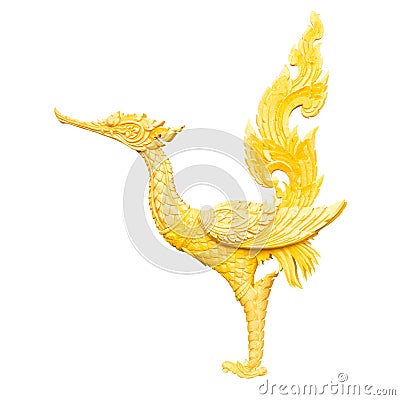 Golden Hongsa Carved Stock Photo