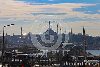 Golden Horn Metro Station Bridge Mosques Traffic Istanbul Editorial Stock Photo