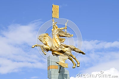 The Golden Horseman `Dzhangar`. Elista Editorial Stock Photo