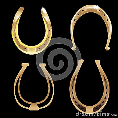 Golden horseshoes set Vector Illustration