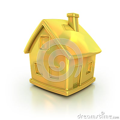 Golden house 3d icon Stock Photo