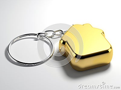 Golden house key chain Stock Photo