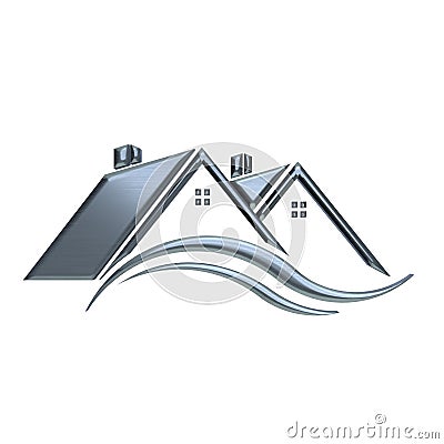 Silver houses real estate logo Stock Photo