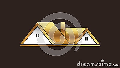 Golden Houses For Sale Logo Vector Illustration