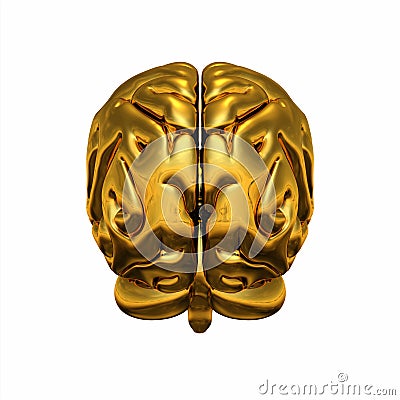 Golden human brain Stock Photo