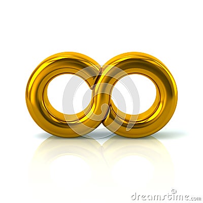 Golden infinity symbol icon Cartoon Illustration