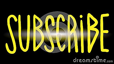 Golden inscription SUBSCRIBE with a glare of light on a black background. Vector Illustration
