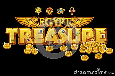 Golden inscription treasures of Egyptian culture and signs Vector Illustration