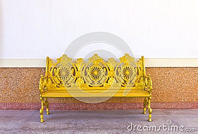 Golden iron bench Stock Photo