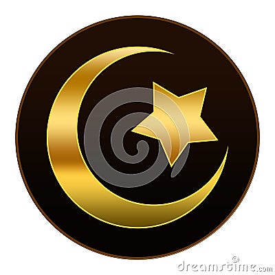 Golden Islam Symbol in Dark Brown Background Stock Photo