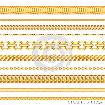 Golden Jewelry seamless chains. Realistic Jewelry pattern illustration. Vector Illustration