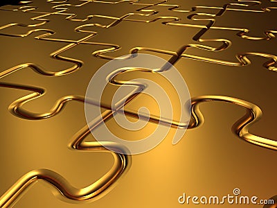 Golden jigsaw puzzle Stock Photo