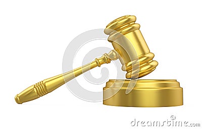 Golden Judge Gavel Isolated Stock Photo