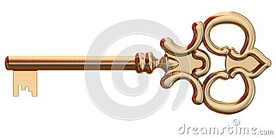 Golden key isolated Stock Photo