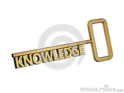 Golden key with word knowledge Stock Photo