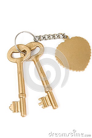 Golden keys with heart Stock Photo