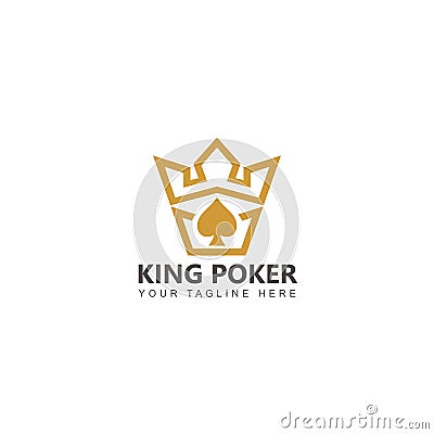 Golden King Poker logo design vector Vector Illustration