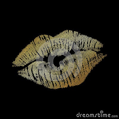 Golden Kiss in retro style Vector Illustration