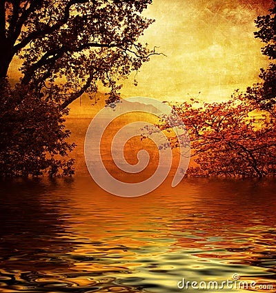 Golden lake Stock Photo