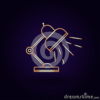 Gold lamp icon. Vector illustration isolated on a blue background. School topics. Vector Illustration
