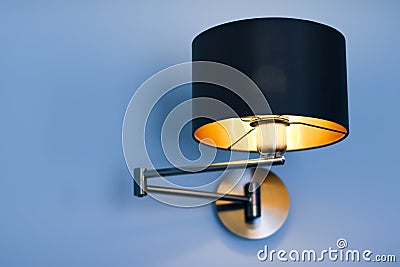 Golden lamp in a room, elegant modern home decor lighting Stock Photo