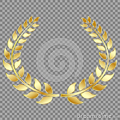 Golden Laurel wreath, isolated on gray background. Vector element for your design. Vector Illustration