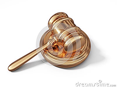 Golden law gavel. Legal concept. 3D Stock Photo