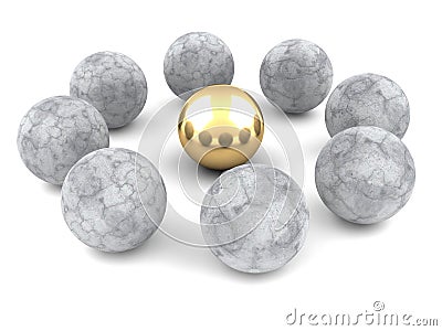 Golden leader sphere. Business success leadership concept Cartoon Illustration