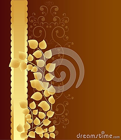 Golden leaves background Vector Illustration