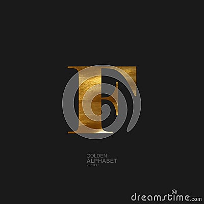 Golden letter F Vector Illustration