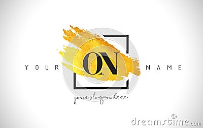 ON Golden Letter Logo Design with Creative Gold Brush Stroke Vector Illustration