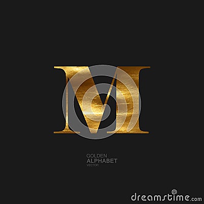 Golden letter M Vector Illustration