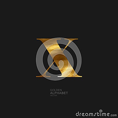 Golden letter X Vector Illustration