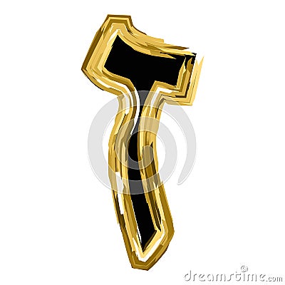 Golden letter Zain from the alphabet Hebrew. gold letter font Hanukkah. vector illustration on isolated background Vector Illustration