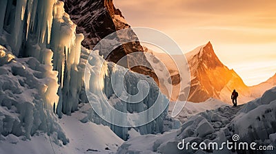 Golden Light: Captivating Ice Castles In Pakistan Stock Photo