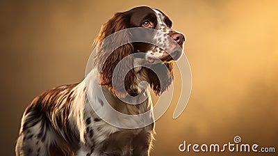 Golden Light: Meticulous Portraiture Of A Springer Spaniel In Daz3d Style Stock Photo