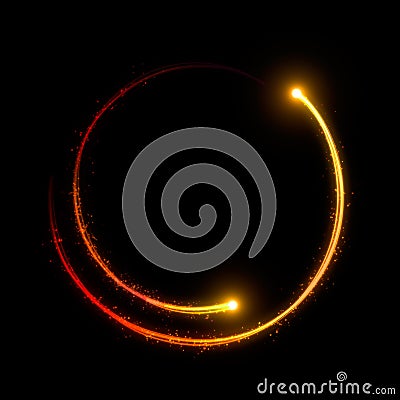 Golden light streak forming a circle Stock Photo