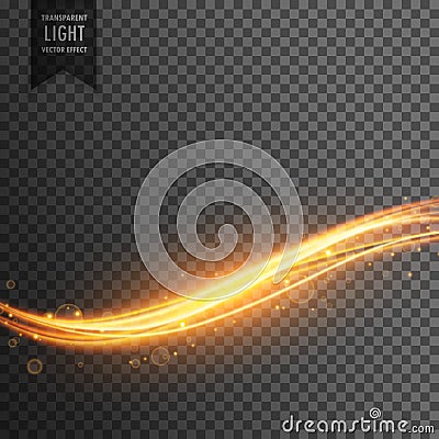 Golden light streak transparent effect background Vector Illustration