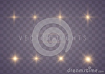 Set of glowing stars. Vector Illustration
