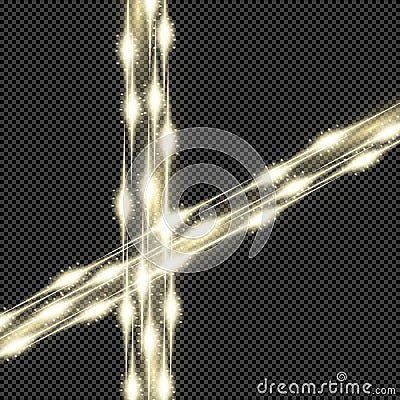 golden lines with glow effect, glare. Shining lines Stock Photo